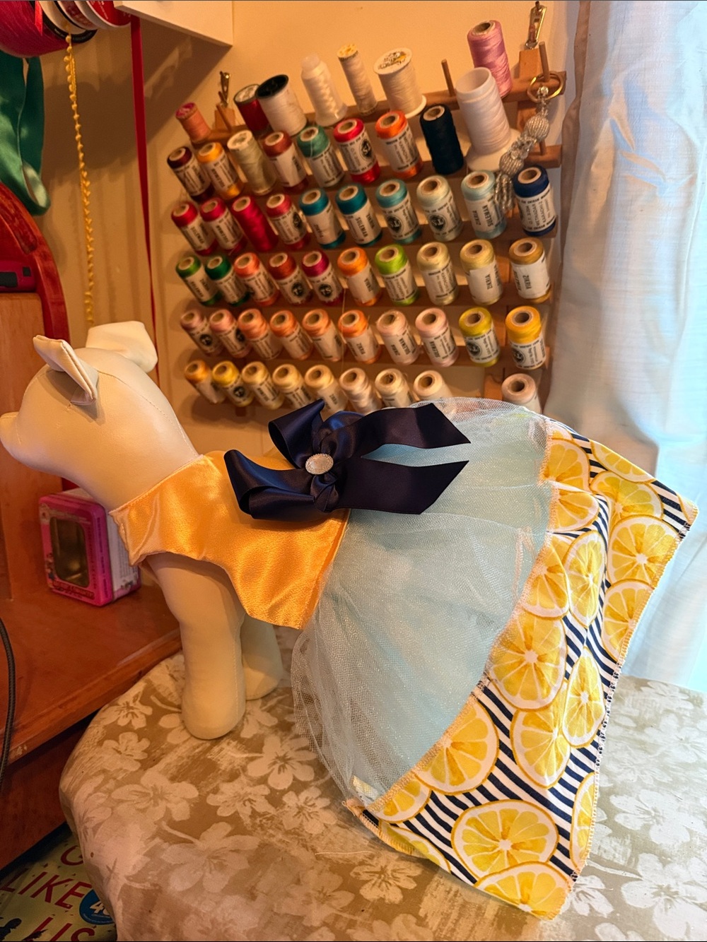 Handmade lemon tulle dog dress NWOT